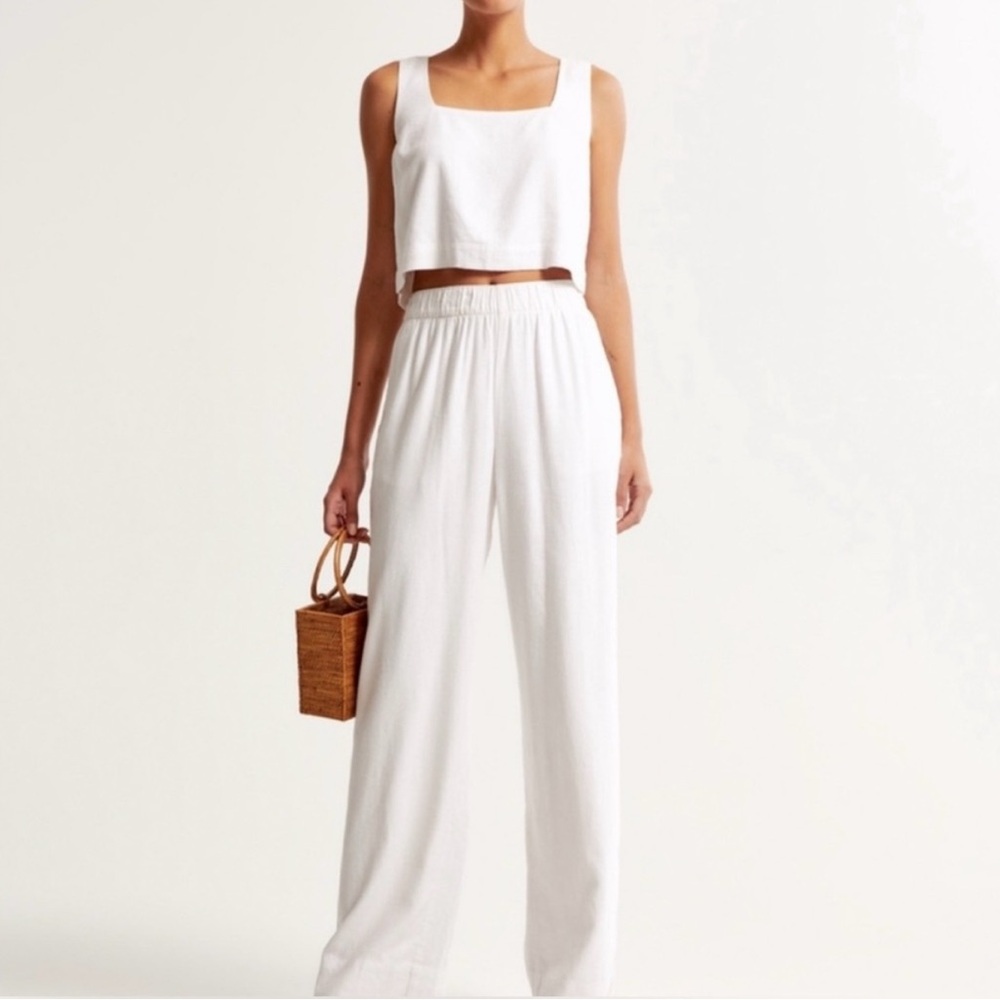 Abercrombie & Fitch Linen-Blend Pull-On Wide Leg Pants | XS